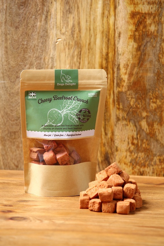 cheesy beetroot crunch dog treats by dogs delight