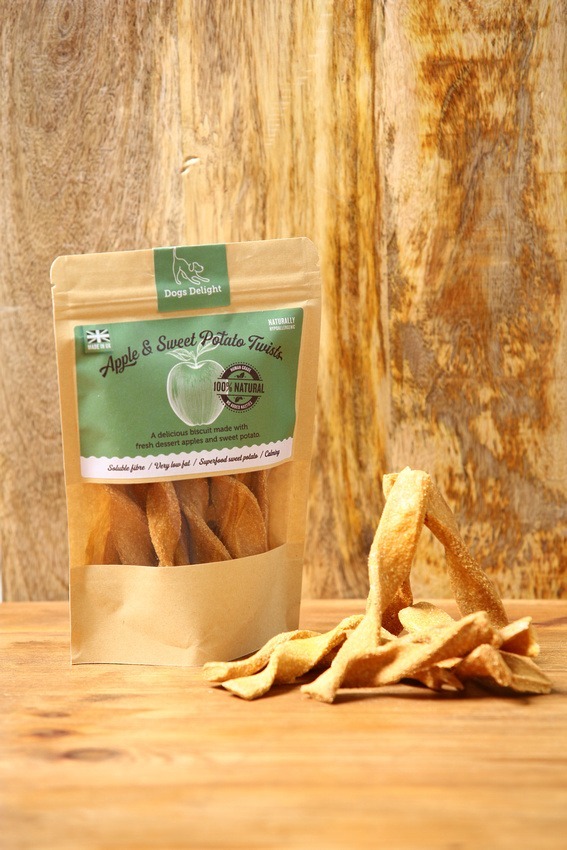 apple and sweet potato twist dog treats by dogs delight